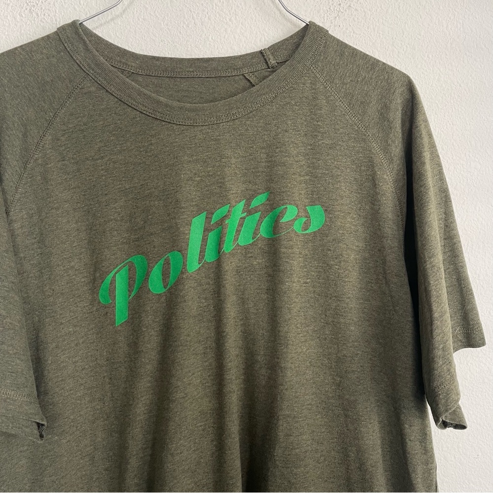 Politics Short Sleeve Jersey Green Heather Tee T Shirt